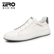 零度Zero官方男鞋板鞋男士小白鞋韓版時(shí)尚頭層牛皮透氣休閑皮鞋 白色 43
