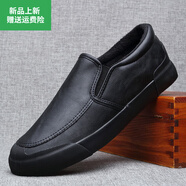 蜘蛛王2025新款男鞋春夏季皮鞋男士一腳蹬商務(wù)休閑鞋大碼英 黑色(加絨) 36