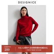 迪賽尼斯（DESIGNICE）冬季新款半高領(lǐng)全羊毛長(cháng)袖打底衫通勤毛針織衫女 紅色 M