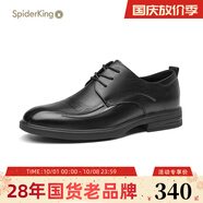 蜘蛛王（SPIDER KING）2024冬季新款商務(wù)正裝皮鞋系帶真皮通勤 黑色 38