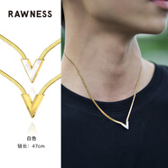 rawness白色貝母鎖骨鏈 V字型蛇骨鏈輕奢小眾高級感項鏈配飾男女 白貝母V