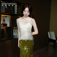 夏娃的誘惑（EVE'S temptation）性感蕾絲免穿文胸一體式夏季內搭可外穿吊帶背心女 香檳 M 建議90-105斤