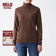 無(wú)印良品 MUJI 女式  天竺 高領(lǐng)毛衣 女款黑色長(cháng)袖針織衫秋冬毛衫BAG05A0A 棕色 XS
