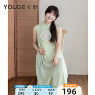 幼歌（YOUGE）寶寶2024新中式江南無(wú)袖連衣裙夏季新款超好看女童裙子 小草綠成人款 160 cm