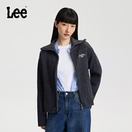 Lee25秋冬新品舒適版高領(lǐng)拉鏈雙色混色效果女長(cháng)袖毛衣開(kāi)衫休閑潮 藏青色 M