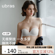 ubras兩穿肩帶可拆卸小胸聚攏抹胸?zé)o肩帶內(nèi)衣女文胸胸罩防滑椰青灰A80
