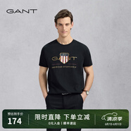 GANT/甘特【100%棉】男女情侶款學(xué)院風(fēng)美式休閑圓領(lǐng)短袖重磅T恤 5黑色 XL