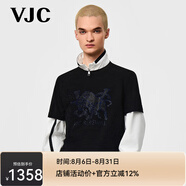 威杰思（VJC）【專柜同款】2025春夏新款男裝潮流半袖體恤衫男B25BA1052 黑色花 2XL /54