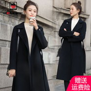 AEMAPE毛呢大衣女2025秋冬季新款呢子外套韓版休閑加厚外套寬松 黑色_【毛呢外套女】 S