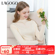lagogo多巴胺多色修身軟糯針織衫女拉谷谷2024冬新款半高領(lǐng)打底衫 米色(T2) M 160/38