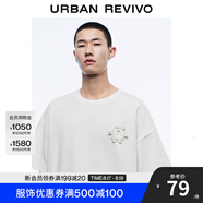 UR【明星同款】2025夏季新款男裝休閑立體圖案短袖T恤UMM450044 本白 L