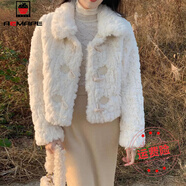 AEMAPE新款外套女2025春秋冬時尚韓版羊羔毛外套女牛角扣 米白色_加棉  加厚 S _75-90斤