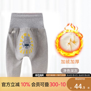 歡喜小熊 寶寶褲子嬰兒大pp褲高腰護肚春秋四季外穿冬季加絨加厚哈倫褲 215703加絨 深灰 90(建議18-24個(gè)月.身高80-90cm)
