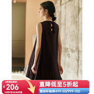 Olrain歐芮兒2025夏季新款咖色法式氣質連衣裙立體蝴蝶結裝飾長裙 咖色 L