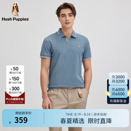 Hush Puppies【經(jīng)典休閑】暇步士男裝春夏撞色線(xiàn)條短袖POLO衫 065中藍3 S