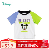 迪士尼寶寶（Disney Baby）迪士尼童裝兒童T恤米奇米妮印花圓領(lǐng)短袖T恤純棉