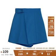 兩三事 與風(fēng)私奔 2025春季新款簡(jiǎn)約系帶雪紡闊腿高腰短褲女 藍(lán)色 M