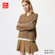 優(yōu)衣庫女裝V領(lǐng)針織衫/毛衣毛衫479231 32 深米色 L /160/88A