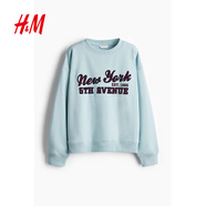 H&M女裝衛衣2025年秋冬新款慵懶風(fēng)紅色寬松保暖印花套頭衫1267555 淺藍色/New York L 170/104