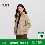 森馬（Semir）外套女插肩袖珊瑚絨仿羊羔毛2024冬季立領(lǐng)寬松夾克109724108003
