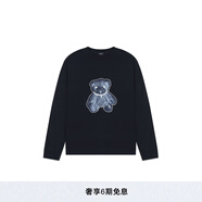 WE11DONE中性男女同款珍珠項(xiàng)鏈圖案小熊印花黑色長(zhǎng)袖T 黑色 S