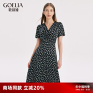 歌莉婭蝴蝶碎花裙v領(lǐng)連衣裙女夏裝顯瘦氣質(zhì)長裙禮服裙子1A6H4KAKA 27D黑底印花 XL