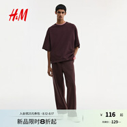 H&M男裝T恤2025年夏季新款大廓形T恤1294399 紅色 XS 165/84