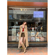 EIA一堯【街頭報刊】麂皮絨風(fēng)衣外套女秋冬英倫風(fēng)氣質(zhì)中長(cháng)款大衣 風(fēng)衣外套【含本布腰帶】 L 110斤—120斤