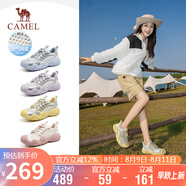 駱駝（CAMEL）登山鞋女2.0機(jī)甲版戶外丑萌鞋 L25M202007W 米/銀/黃(透網(wǎng)) 38