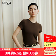 艾諾絲雅詩【商場同款】2025秋季新品修身百搭短袖顯瘦T恤上衣女40716159 紅棕色 L
