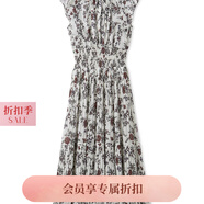 SNIDEL2025春夏新品優(yōu)雅印花荷葉邊小飛袖茶歇連衣裙SWFO252004 玫瑰紅 O M (1)