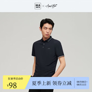 HLAPOLO衫23款輕商務撞色翻領字母刺繡珠地涼感短袖男HNTPW2Y006A 黑色23 165/84A/S