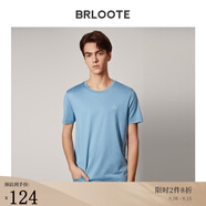 Brloote/巴魯特新疆長(cháng)絨棉短袖T恤男圓領(lǐng)小白T夏季簡(jiǎn)約百搭體恤衫上衣新品 淺藍 185/104A