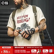 馬登工裝美式復(fù)古涂鴉字母印花短袖T恤男夏季混紡圓領(lǐng)重磅小眾Tee男款 淺杏色 【男士半袖/寬松t恤衫/高街/國(guó)內(nèi)潮牌】 L 【今日下單 順豐包郵】