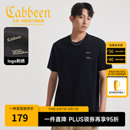 卡賓（CABBEEN）【索羅娜涼感】短袖男士T恤燙珠花卉字母繡花夏季短袖T恤男裝 煤黑色01（舒適版型） L /175/50