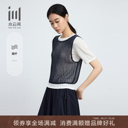 水云間女裝 圓領(lǐng)三醋酸天絲疊穿休閑針織衫上衣2025夏季新款 藏青 XL