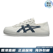 亞瑟士（asics）新款A(yù)ARON SLIP-ON情侶一腳蹬帆布鞋輕便復(fù)古休閑鞋 灰白色/藍(lán)色 40.5