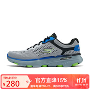 SKECHERS斯凱奇跑步鞋男子夏季網(wǎng)眼透氣跑鞋GoRun7軟底回彈休閑運動鞋 220644/GYBL 灰色/藍色 43.5