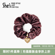 She's茜子發(fā)飾心形發(fā)圈大腸圈頭花頭繩馬尾皮筋綁頭發(fā)繩頭飾教師節(jié)禮物 星塵酒紅A0（加寬細(xì)閃款）