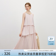 范思藍恩度假風(fēng)重工領(lǐng)口無袖掛脖連衣裙2025夏新款不規(guī)則裙擺2469 水粉色 M