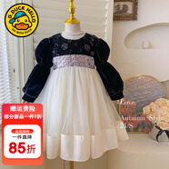 G.DUCKKIDS小黃鴨女童連衣裙夏季公主裙兒童蝴蝶翅膀仙女裙蓬蓬紗生日禮服裙 D6006絲絨連衣裙春秋 110 尺碼4~5歲【100-110cm】