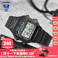 卡西歐（CASIO） 男表女表卡西歐手表男女情侶表學(xué)生時(shí)尚運動(dòng)表太陽(yáng)能雙顯電子表 WS-1600H-8AVPF銀河灰 10年電量