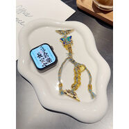 樂諾（LENUO）樂諾新年福氣款適用蘋果手表S10新年款幸運表帶applewatchS987 蝴蝶藍金財運 42mmiWatchS10代送膜透明套