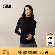 森馬（Semir）長袖T恤女半高領(lǐng)吸濕發(fā)熱抗菌2024冬緊身抓絨打底衫109724101001