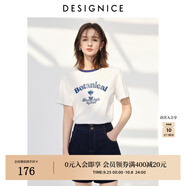 迪賽尼斯（DESIGNICE）2024年夏季新款美式復(fù)古風(fēng)百搭簡約印花圓領(lǐng)短袖T恤女 白色 XL