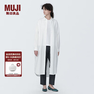 無(wú)印良品（MUJI）女式 水洗 平紋 襯衫領(lǐng)長(zhǎng)袖連衣裙秋季女裝裙子 BC2J7C4S 米白色 L(165/88A)