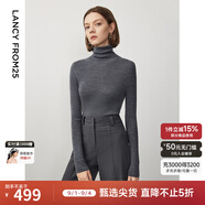 朗姿【王楚然同款】純羊毛高領(lǐng)針織衫春冬內搭打底上衣曠野美拉德 深灰色2 M