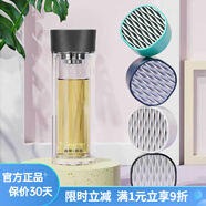 尚明耐熱玻璃杯茶水分離水杯便攜辦公車載泡茶杯帶蓋過濾茶倉隨手杯 深海藍(lán) 300ml