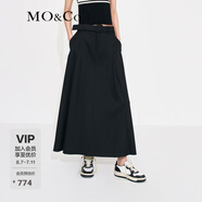 MO&Co.中高腰長款壓褶寬松A字半身裙傘裙(附腰帶)設(shè)計感裙子摩安珂 黑色-第2批 M 165