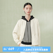 菲妮迪（FINITY）品牌短外套春秋季新款簡(jiǎn)約卡其色短款通勤氣質(zhì)夾克上衣 米色 M